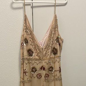 Gorgeous Beaded Marina Size 4 Champagne Dress